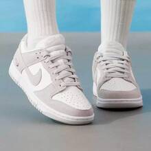 Nike New Women's DUNK Colorblock Metal Hook Retro Skate Shoes - White Gray - View 5