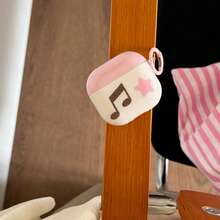 Korean Minimalist Star & Music Note Earphone Case Compatible With AirPods 4, 2, 3, Pro 3, Pro 2, Cute Protective Cover With Hanging Ring, Spring/Summer Earphone Case, Birthday Gift, Holiday Gift - White - View 6