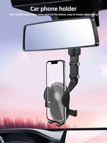 1pc Car Phone Holder, Multi-Function Rotatable New Design Support Bracket, Car Rearview Mirror Phone Mount - Random Styles - View 1