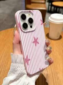 條紋海星圖案時尚手機殼，適用於 iPhone 16/17/16 Pro/16 Plus/16 Pro Max，生日禮物、週年紀念 - 彩色 - 查看 3