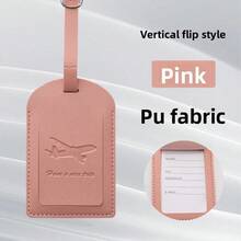 1pc Optional Orange Black Pink Blue PU Leather Luggage Tag, Minimalist Embossed Airplane Pattern With Lanyard Design, Travel Suitcase Luggage Identification Accessory - Luggage Tag - View 10