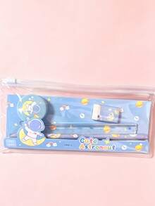 25pcs/5sets Stationery Set Including Pencils & Erasers, 5pcs/1set Pencil Case With Cute Cartoon Design, Versatile Student Supplies Combination, Suitable For Friends, Graduation, Stationery Gift Box, Back To School - Multicolor - View 8