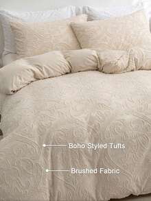 3pcs Soft Plush Microfiber Duvet Cover Set (1 Duvet Cover And 2 Pillow Shams), Lightweight And Breathable, Suitable For All Seasons, Home Bedroom Bedding Set - Beige - View 6