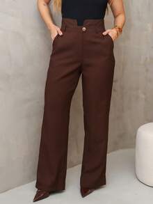 YING ZI Marrant Fermer Mode Tailored Dress Pants - 巧克力棕色 - 查看 4