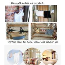 1pc Portable Clothesline With 12 Clips, Adjustable Elastic Travel Camping Clothesline, Windproof Retractable Laundry Drying Rope, Stretchy Clothes Drying Line For Backyard, Vacation Hotel, Balcony, Dorm, Outdoor Camping, Indoor Laundry - Multicolor - View 6