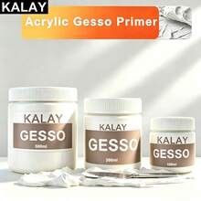KALAY Gesso Surface Primer Medium, 500ML/300ML/100ML Bottle, White, Suitable For Oil And Acrylic Paint Art Primer, Strong Coverage, Quick Drying, Artist Grade Paint, Suitable For Canvas - White - View 8