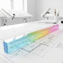Colorful Ruler Cube, 2-In-1 Geometric Drawing Tool, Math Learning Stationery Set, Drawing & Measuring Stationery, Math Teaching Aid, Painting Supplies, Ruler Accessories, Multi-Functional Plastic Geometric Shape, Back To School, Graduation Gift - A - View 3