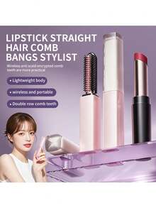 Mini Hair Straightener For Bangs, Mini Cordless Straightener USB Type-C Rechargeable, Portable Pocket Hair For Travel, Compact Heat Comb For On The Go Touch Ups Battery Capacity 800mAh - Multicolor - View 4