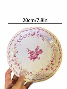 1pc French Vintage Style Embossed Cup And Saucer, Romantic Pink Floral Ceramic Cup And Saucer Afternoon Tea Dessert Plate Latte Cup, Wedding Favor, Back To School Gift - Multicolor - View 7