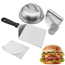 Smash Burger Press Kit For Griddle,5PC Griddle Accessories Set With Burger Press - Silver - View 1