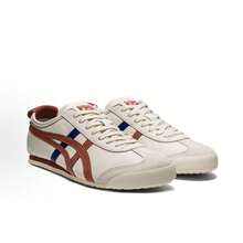 Asics Authentic Onitsuka Tiger Mexico 66 Leather Sneakers - White/Blue/Red Classic Low-Top | Premium Japanese Heritage Footwear | Slim-Profile Lightweight Trainers - 米色 棕色 藍色 - 查看 3