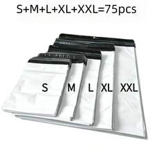 Mixed Pack Of 45/75 White Courier Bags, Extra Durable Self-Adhesive Shipping Bags (15 Pieces Of Each Size), Waterproof Polyethylene Mailing Bags Suitable For Garments And Large Parcels - White - View 2