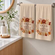 2/4/6/8件組趣味標語浴室毛巾，秋季主題禮品，「Enjoy Simple Life」裝飾手巾，適用於客房浴室、盥洗室與半衛浴 - 彩色 - 查看 3