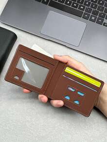 HOVI'S Men's Slim Bifold Wallet - Navy Blue Compact Front Pocket Wallet With Quick Access ID Window, Multiple Card Slots, SIM Card Slot And Cash Compartment - Brown - View 1