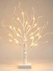 1PC White Birch Tree Lamp 24 Lights 60CM Height, USB + 3 AA Batteries Dual Power, Warm Light Desktop LED Tree Lamp, Autumn Winter Christmas New Year Bedroom Home Housewarming Party Atmosphere Decoration Ornament - Warm White - View 13