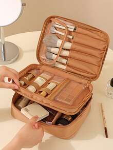1 buah Tas Kosmetik Kain Oxford Portabel Gaya Minimalis Kotak Penyimpanan Tas Perlengkapan Mandi Kapasitas Besar Tas Rias Wanita Tas Perlengkapan Mandi - MultiWarna - View 5