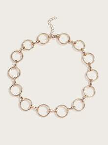 Altistry 1pc Handmade Circle Chain Necklace (Customized Length, Random Number Of Circles) - Yellow Gold - View 2