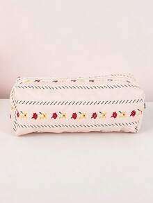 1pc Personalized Floral Pattern Pencil Case, Embroidered Name, Custom Zipper Pencil Pouch, Back To School Gift, Makeup Brush Storage Bag, School Supplies, Custom Toiletry Bag, Cosmetic Bag - Multicolor - View 11
