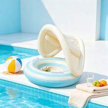 1PC Vintage Lollipop Pool Float, Pool Float With Canopy And Seat, Inflatable Swim Ring With Handles, Back To School - Multicolor - View 11