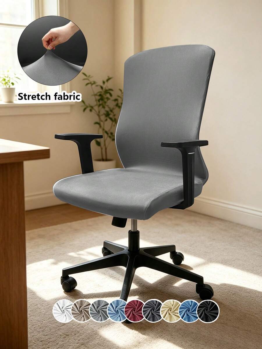 1pc Home Super Soft Milk Fiber Office Chair Cover, Computer Chair Cover, Wear-Resistant, Stain-Resistant, Scratch-Resistant, Comfortable And Soft, One-Piece Office Chair Cover Set - Dark Grey - View 1