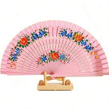 Random Pattern Folding Fan, Spanish Classical Double-Sided Painted Wooden Fan, Handheld Folding Fan With Vintage Handmade Bamboo Handle And Tassel, Hollow Dance Fan, Home Decor Craft, Elegant Gift For Women, Suitable For Wedding, Cheongsam And Performance - Multicolor - View 11