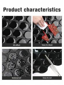 WoStick 1/4/10/20 Sheets, 11.96"X9.8" Glossy Black Bubble Peel And Stick Wall Tile, Self Adhesive Backsplash Tile, Heat Moisture Resistant Low VOC Removable Decorative Wall Sticker For Kitchen Bathroom Renters Friendly - Black Polka Dot - View 3