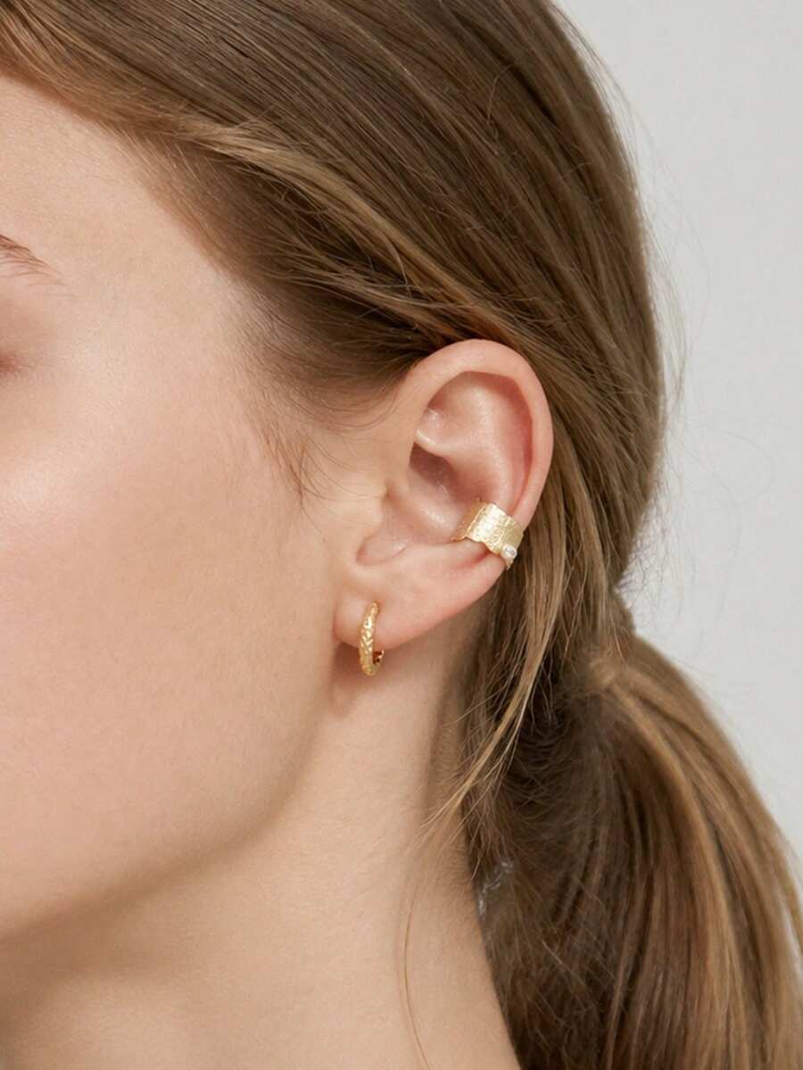 925 Sterling Silver Plated 18K Gold Square Earrings, Women's Fashion Luxury Daily Wear - Square Earrings - View 1