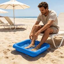 Portable Foldable Pool Cleaning Basin, 23.6*17.7in, Essential For Pool Maintenance Before Use, Also Suitable As Foot Bath And Post-Swim Cleaning Basin. Air Pump Not Included - 藍色 - 查看 4