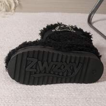 Women's New Furry Boots, Warm Thick Sole With Hidden Heel - Black - View 7