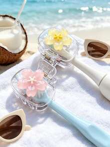 Cherry Blossom Pattern Portable Toothbrush Cap, Transparent Travel Toothbrush Storage Box, Toothbrush Head Protective Clip, Toothbrush Storage Clip, Toothbrush Dust-Proof Protective Cover, Portable Design Convenient To Carry, Dust-Proof Cap, Suitable As Gift For Couples, Friends, Family, Teachers, Travel Enthusiasts, Essential For Home, Dorm, Vacation, Suitable For Birthday, School Opening, Wedding, Mother's Day, Easter And Other Occasions, Spring And Summer Essential - Multicolor - View 4