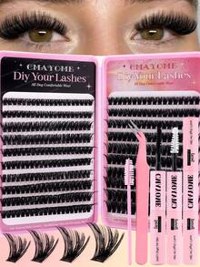 340/380/400pcs Mixed High-Density Eyelashes, DIY Natural Slim Eyelash Clusters, Easy To Wear, Reusable Single Eyelashes, Beautiful Eyelashes, Enlarged Eyes, Including Glue, Tweezers, Brushes, Suitable For Beginners, Back To School Season Eyelashes - Multicolor - View 18