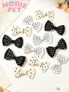 6/12pcs Cute Polka Dot Bow Hair Clips, Decorate Pet Fur, Happy Cats And Dogs - Multicolor - View 3