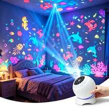 LIFE創意LED投影小夜燈，LED星空海洋足球投影燈，360°旋轉動態投影檯燈，USB供電氛圍燈，臥室、遊戲室、客廳裝飾照明 - 海洋主題 - 查看 5