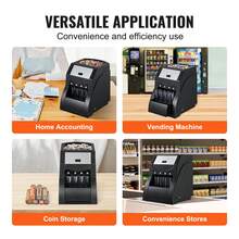 USD Coin Sorter, Coin Sorter Machine For USD Coin 1￠ 5￠ 10￠ 25￠, Sorts Up To 230 Coins/Min, Coin Sorter And Wrapper Machine Holds 200 Coins Included 4 Coin Tubes, Black - No LCD Screen - View 6