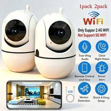 1-2pcs 1080P HD Camera, Home/Pet Monitoring Camera, With Mobile App, WiFi Camera, Suitable For Home Security, Two-Way Audio, Motion Detection, Person Tracking, Security Surveillance Camera - White - View 1
