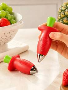 2pcs Random Style Stainless Steel Strawberry Huller, Pineapple Eye Remover, Tomato Corer, Kitchen Gadget - Multicolor - View 12