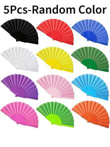 Large Folding Hand Fan, 43cm/16.93in Wide Portable Plastic Frame Dance Fan, Lightweight Foldable Cooling Accessory, Suitable For Men And Women, Black, White Or Random Mixed Color Optional, 1, 2, 3, 5 Or 10pcs, Suitable For Parties, Weddings, Performance Costumes, Events - Multicolor - View 14