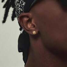 Full Rhinestone Burst Round Stud Earrings, Lightweight Luxury, High-End Fashion, Multi-Functional, Men's Earrings - Multicolor - View 1