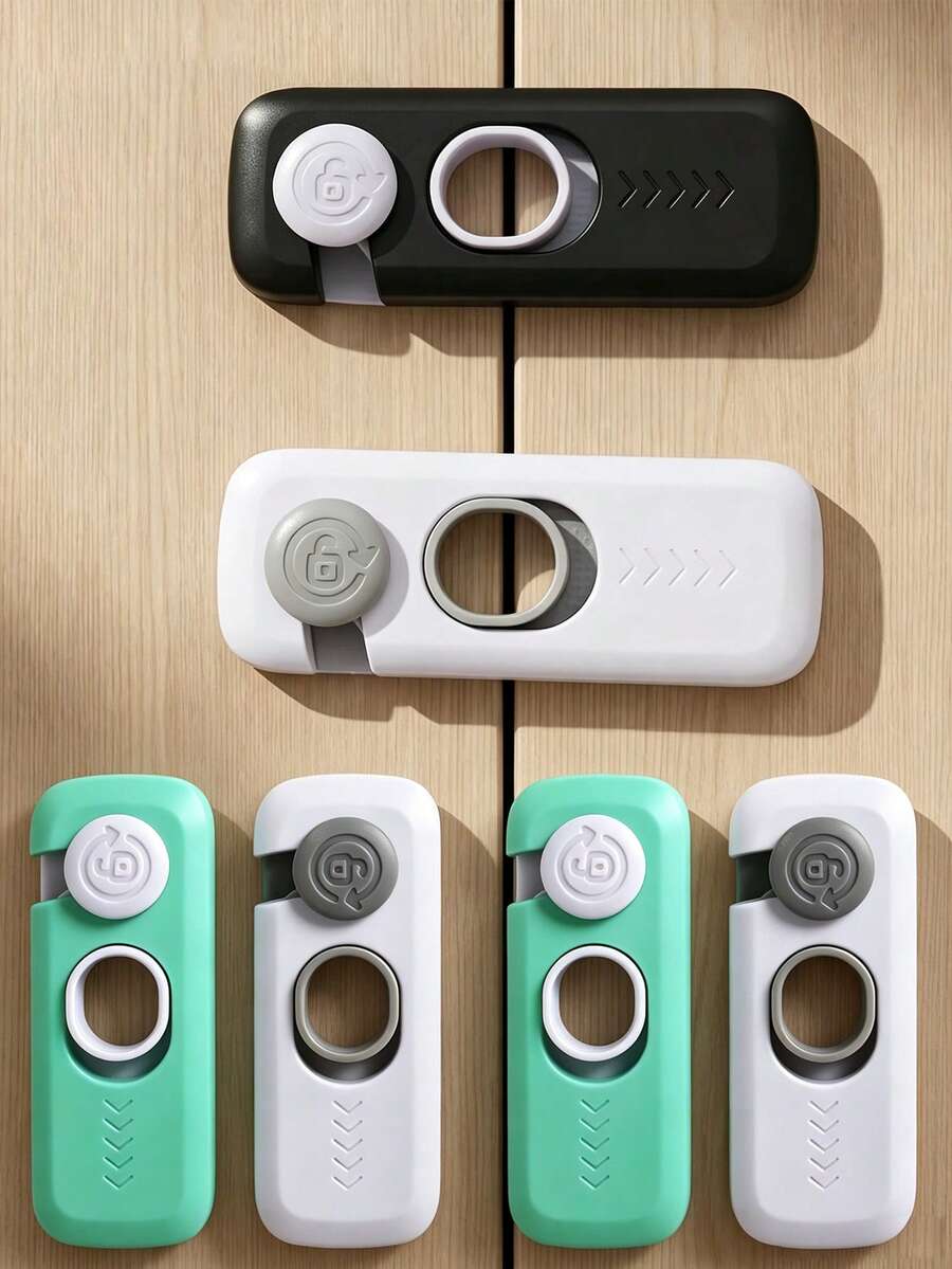 4pcs/2pcs Children Drawer Locks, No-Drill Baby Safety Locks, Suitable For Refrigerator, Cabinet, Drawer And Double Door - Multicolor - View 1