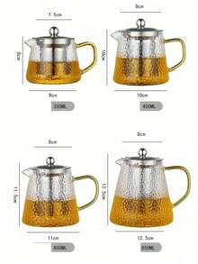 1pc Thickened Glass Teapot With Stainless Steel Strainer, Lead-Free High Borosilicate Glass Heat-Resistant Teapot, Home Use Tea Brewing Teapot, Tea Set - Multicolor - View 3