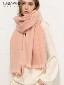 1pc Women's Solid Color Polyester Commuter Fashion Versatile Scarf For Daily Use - Pink - View 6