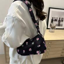 Sweet Girl's New Bowknot Floral Canvas Bag, Drawstring Shoulder Bag, Highly Attractive Cute Crossbody Bag - Shoulder Bag - View 4