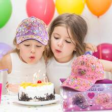 Decorate Your Own Baseball Cap Gifts For Girls 5 6 7 8 9 10 11 12 Year Old, Fun Arts And Crafts Kit For Kids 4-6, DIY Hats With 12 Gem Stickers, Back To School Birthday Gifts For Girls Teen Girls 4-12 - Pink - View 4
