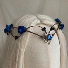 1pc Elf Headpiece Vine Headband Fairy Witch Crown Gothic Style Hair Hoop Woodland Bride Wedding Decoration, Suitable For Halloween - Multicolor - View 3