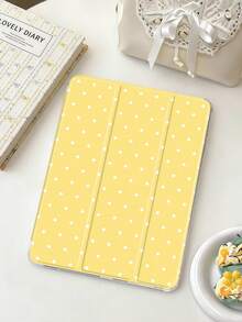 1pc Yellow White Polka Dot Tablet Case, Compatible With IPad Mini 4/5/6/7/Air/Air2/9.7/10.2/10.5/10.9 (Air4-Air8)/Pro 11/10th Gen/A16/Pro 11 2024, Compatible With Galaxy A8 Model, Painted Pattern Tablet Case, Soft Shell, Tri-Fold Stand, Auto Sleep/Wake, Built-In Pen Slot, Pen Not Included - Multicolor - View 16