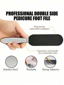 Stainless Steel Foot Callus Remover, Foot File With Detachable Sandpaper, Foot Care Tool - Multicolor - View 3