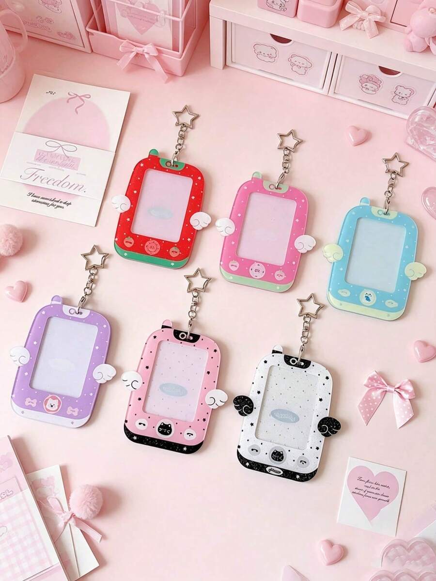 1pc Girls Cartoon Wing Phone Charm 3 Inch Star Chasing Hollow Card Display Card Set Gooka Hard Card Set, First Day Of School - Multicolor - View 1