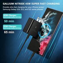 1 Set, Brand New 45W GaN Ultra Fast Charging Kit, US Standard Plug, Wall Charger, Compatible With IPhone 17/16/15/14/13/12 Series, Compatible With Samsung Series, Suitable For Mobile Phones/Tablets/Headphones And Other Devices, Suitable For Travel/Dormitory/Home Multi Scenario Use - US A Type Plug(110-127V) - View 5