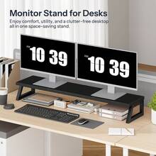 Dual Monitor Stand, Monitor Riser For 2 Screens, 100 Cm Large Computer Monitor Stand, Desk Shelf Organizer For Office Desk, Accessories - View 6
