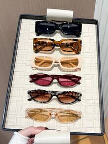 6 Pairs Women's Frame Glasses, INS Style Plain Lens, Perfect Blend Of Modern Style And Vintage Charm, Suitable For Vacation Outfits, Parties, Daily Life, Outdoor Activities, Fits All Face Shapes - Multicolor - View 1